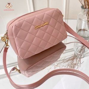 Embroidered Shoulder Crossbody Bag PU Lattice Fashion Women Bag Solid Color Stylish Ladies Handbags Shopping Daily Purse
