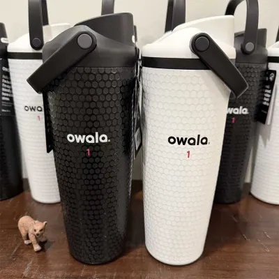 Owalas Fair ways Golf Black/White Stainless Steel Thermos Cup Water Bottle 30oz