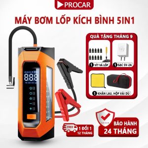 [PRO V4 16000MAH] Kích Bình Kèm Bơm Lốp Xe Ô Tô 12V 5IN1 Tích Hợp Đèn Pin Sạc Dự Phòng. Bảo Hành 24 tháng Lỗi Đổi Mới