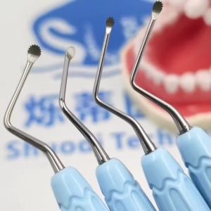 ที่ขูดหินปูนปลายหยัก สแตนเลส ปลายคู่พร้อมเลื่อยหยัก เครื่องขุดฟัน ช้อนบูรณะ เครื่องมือฝัง