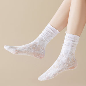 ถุงเท้าลูกไม้สำหรับผู้หญิงตาข่ายบางระบายอากาศหลวมถุงเท้ายาวโลลิต้าสาวหวานน่ารักน่ารักผู้หญิงถุงเท้าของขวัญฤดูร้อนJKสีทึบ