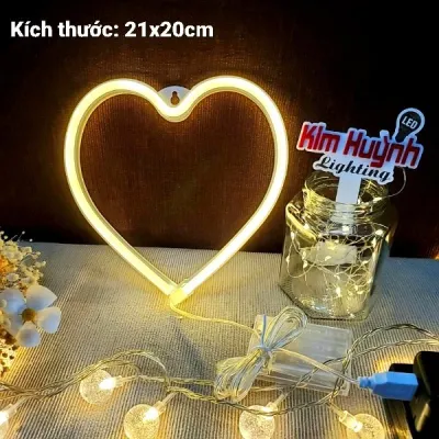 Đèn Led Neon tạo hình nhiều mẫu trang trí decor nguồn pin AA+USB tích hợp 2 trong 1