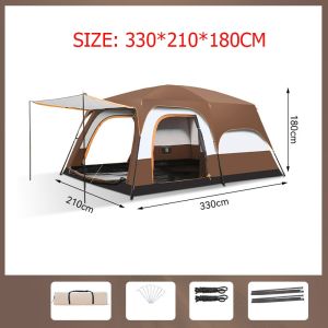 【Five-year warranty】เต้นท์ เต็นท์สองห้อง เต็นท์ เต็นครอบครัว เต็นท์ใหญ่ Tent เต็นท์นอน ขนาด 8-12 คน 2ห้องนอน 1ห้องนั่งเล่น กันแดดกันฝน มีตะข่ายรอบด้าน ระบายอากาศได้ดี พื้นที่กว้างขวาง เหมาะสำหรับการตั้งแคมป์กลางแจ้ง