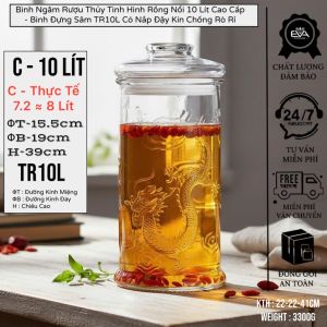Bình Ngâm Rượu Rồng Nổi 10 Lít - Bình Thủy Tinh Cao Cấp - Tùy Chọn Có Vòi Hoặc Không Vòi