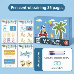Reusable Fun Handwriting Practice Book for Kids: Erasable Writing Training Cards for Kindergarten Early Education and Beginner Pen Control Skills