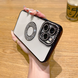 FLOVEME for IPhone 14 Pro/iPhone14 Pro Max /14 Plus IPhone 13/13 Pro/13 Pro Max IPhone 12 Pro Shinny Rhinestone Transparent Plating Soft Silicone Cover Deluxe Bling Diamond Phone Case