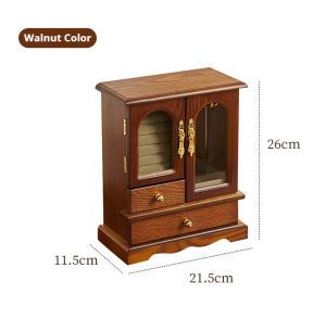 Vintage Wooden Jewelry Box with Mirror – Organizer for Rings Earrings & Necklaces | Ideal Gift for WomenMomGirlfriend