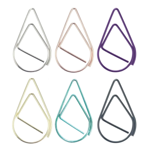 100 Pcs Creative Paperclip Metal Decorative Paper Clips Water Drop Shape Paper Clips Bookmarks Holders for Office School