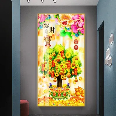 DIY Diamond Painting Full Pohon Uang Rezeki Buah Holo 40x80cm D856