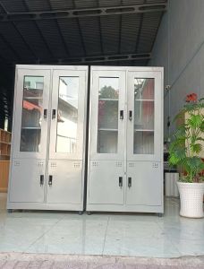 Tủ Hồ Sơ Sắt 2 Cánh Cao 1m8 Sơn Tĩnh Điện Chắc Chắn Đựng Tài Liệu Văn Phòng