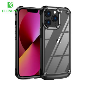 FLOVEME Armor Mental Lens Phone Case For Samsung S21 Ultra S21 Plus S20 FE A52 A32 A12 Transparant Hard PC Anti-fall Bumper Back Cover
