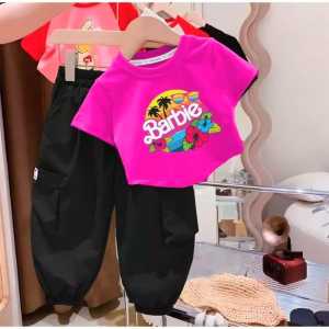 Setelan Baju Dan Celana Cargo Motif Karakter Anak Perempuan - Tampil Modis & Stylish