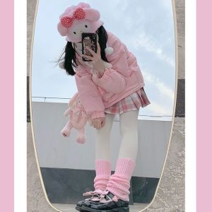Womens Lolita Socks Leg Warmers White Ball Knitted Long Knee Foot Cover Ladies Girls Autumn Winter Spring Arm Leg Warmer Socks JK