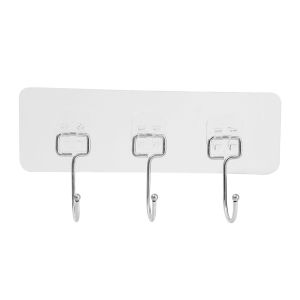 YESPERY Transparent Continuous Row Hook Traceless Self-adhesive Hook Waterproof Door Back Hook Strong Free Punching Hook