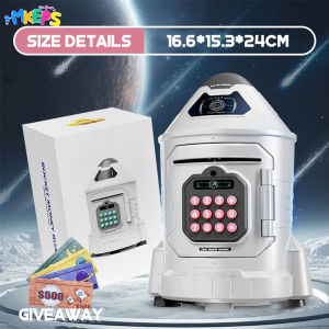 ipon challenge 2025 Electronic Rocket Piggy Bank Stuff Toy  for Kids Large Size with Lock Password/Facial Recognition Alkansya Coin Bank ATM Alkansya Machine
