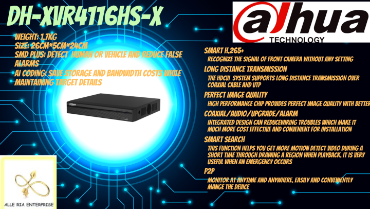 DH-XVR4116HS-I DAHUA 16 CHANNEL PENTA-BRID 720P COMPACT 1U DIGITAL