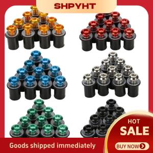 SHPYHT✨ 10PCS Motorcycle Windscreen Windshield Fairing Bolt Screw Kit Well Nuts M5 15mm