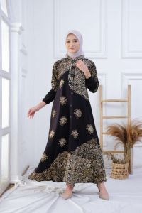 gamis shalda batik rayon candi mekar kontruksi terbaik pada kelas rayon keren dan berkualitas