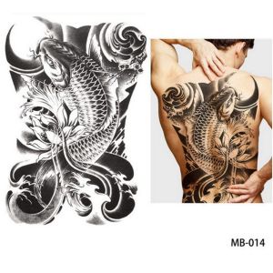 REGISTR Women Chest Water transfer Fish Wolf Large TemporaryTattoo Waterproof Decal Full Back Tattoo stickers Tattoo Sticker