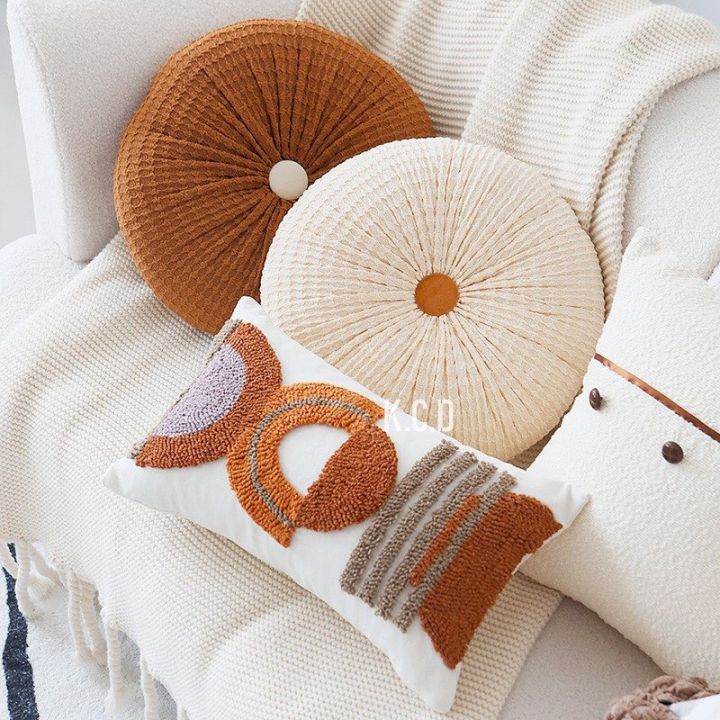 Modern Home Decoration Couch Wrinkle Button Cute Round Throw