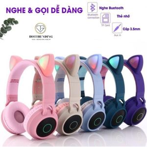 Tai Nghe Mèo Bluetooth WIRELESS HXZ-B39 TO89 Có Đèn Led Phong Cách Vintage