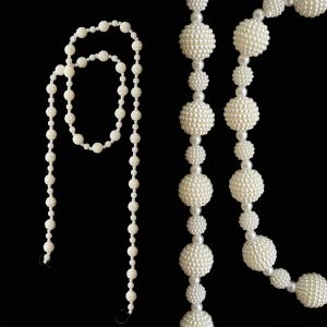 TEWUB Faux Pearl Christmas Acrylic Bead Garland Clear Beads Clear Artificial Pearl Bead Chain Farmhouse DIY Bead Chain Hanging Ornament Christmas Party Decor