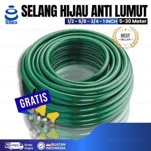SSBO Selang Air 1/2 5/8 3/4 Inch Hijau Anti Lumut 5-50 Meter Cuci Motor/Mobil Siram Kebun Murah COD