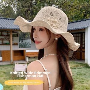 LUMIQLO Chống nắng Mũ cói hoa Rỗng Thoáng khí Mũ chống nắng Thời trang Nắp bồn rửa Dành cho du lịch ngoài trời và bãi biển