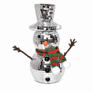 BESTITIT Small Size Snowman Ornament with Knitted Scarf Silver Mirror Disco Balls High Quality Exquisite Home Decor Figurines Christmas Window Decoration