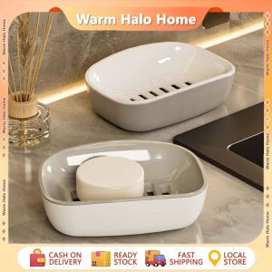 Double Layer Square Bathroom Soap Dish with Cover Plastic Drain Soap Box Household Bathroom Soap Box