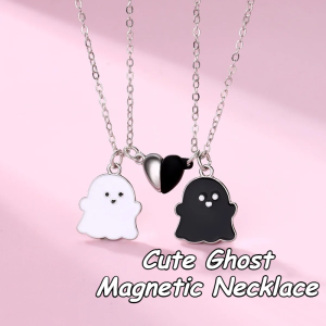 2Pcs/Set Cute Cartoon Ghost Magnet Necklace Best Friends Fashion Jewelry Gifts Couple Decoration