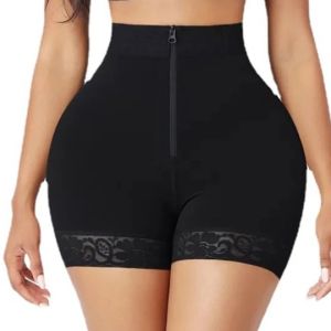 Zipper Button High Waist Body Shaping Pants Womens Butt Lifting Pants Padded Hip Shorts Seamless Corset Panty