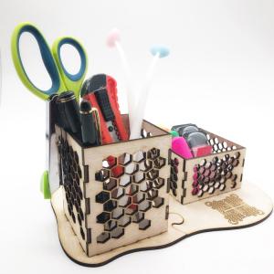 Unique and High Precision Laser Cut Art Beautiful Decorative Honeycomb Design Pen Holder Stationery Keeping Box