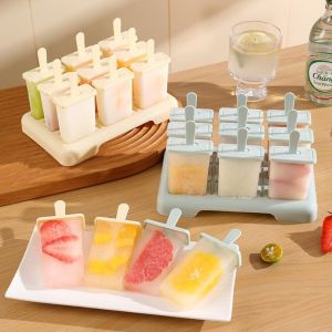 【Ready Stock&COD】DIVATEN DIY Ice Cream Popsicle Mold Creative Design Reusable Homemade Ice Box Plastic Stick Popsicle Mold Cube Tray Kitchen Use