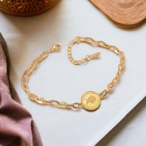 Gelang Paper Clip Koin Titanium Gelang Wanita Anti Karat Korean Style Elegan [COD]