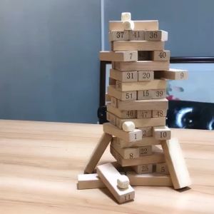 LZD  Children 54 Large-Sized Digital Stacked Log Building Blocks Toy Stacked High Jengle Leisure Wooden Toy