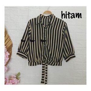 T-OS ATASAN KEMEJA WANITA CROP SALUR IKAT BAWAH 10057 10009