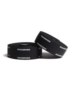 BMX Cycle Center Godandfamous Brand Bicycle Bar Tape Team Bar Tape Black with dual-sided repeating G&F logos and full leather grip feel (sold by pair)