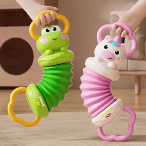 [SG Seller]Frog & Unicorn Baby Accordion Pull Toy Soft Flexible Foldable Rattle Teether Infant Hand Training Sensory Toy