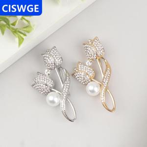 [COD] CISWGE AUTOPARTS 1 cái Trâm Rhinestone Tulip hoa Trâm chống chói phù hợp với trâm cổ áo pin đồ trang sức