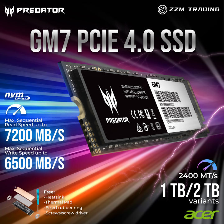 Acer Predator GM7 PCIe 4.0 SSD | M.2 2280 | 1TB/2TB 7200 MB/s Read ...