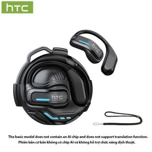 HTC NE02 AI Translator Earbud Wireless Bluetooth Earphone Face-to-Face Translation Hifi Sound Quality Comfortable To Wear Open Ear Earphone With Low Lacenty Sport Headset With Mic Bluetooth 5.4 60H Battery Life