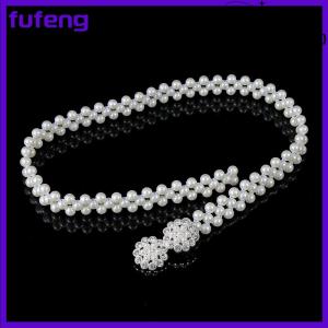 fufeng Phụ nữ ngọc trai eo Chuỗi Ngọc Trai dát kim cương vành đai đàn hồi với thắt lưng trang trí vành đai mỏng đính cườm vành đai đàn hồi