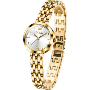 OLEVS 9992 Fashion Women Quartz Watch Round-dial Stainless Steel Watchband Wristwatch