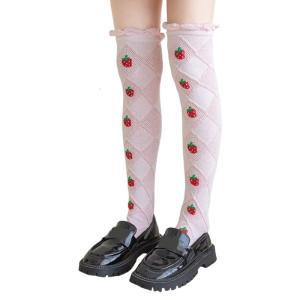 1 Pair Long Tube Socks for Kids Cotton Childrens Above Knee Length Socks Printed Stockings for 2025 Spring Daily