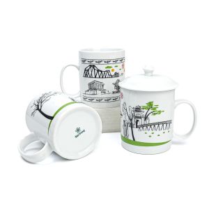 Cốc Uống Nước quà lưu niệm Ly Sứ Uống Nước Có Quai Cầm Hoạ Tiết Phong Cảnh Hà Nội ngẫu nhiên 350ml Cốc Sứ Hà Nội Bát Tràng Cao Cấp