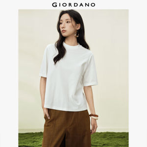Giordano Women Solid color small high-necked five-quarter sleeve knit T-shirt - High Quality Free Shipping 18326607