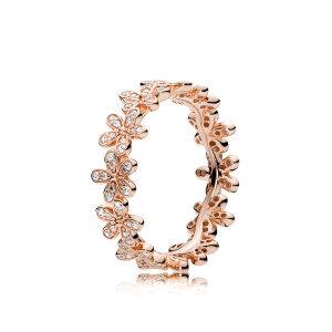 Pandora dazzling daisy ring in rose gold for women featuring a light luxury and sweet style