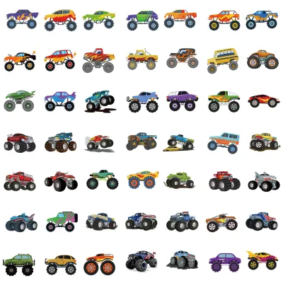 Set 50 Sticker chống nước hình Xe - Hình Dán Sticker Cắt Sẵn Trang Trí Bình Nước Mũ Bảo Hiểm Điện Thoại Laptop Vali