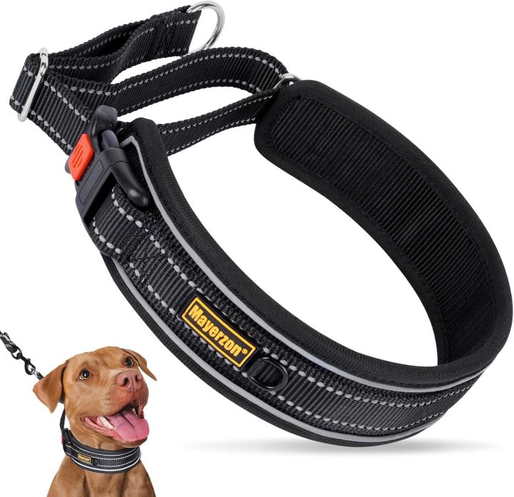 Mayerzon Inch Wide Martingale Collar for Large Medium Dogs, Reflective  Walking Training No Pull Collar for Pitbull German Shepherd Rottweiler